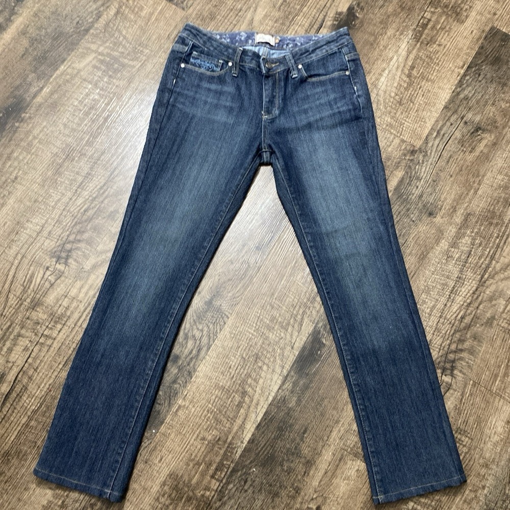PAIGE Benedict Canyon Women Bootcut Jeans Sz 29 Low-Rise Blue Distressed Western
